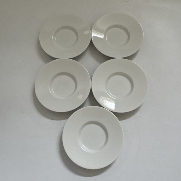 Lot of 5 Pottery Barn PB Modern Great White Saucers Only Espresso 6.25" JAPAN - Picture 1 of 8
